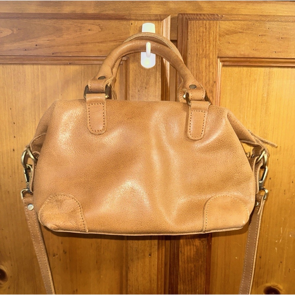 Unbranded Leather Purse Boston Bag Crossbody Shoulder Handbag Top Handle Brown